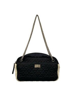 Chanel Shoulder Bag Black White Mademoiselle Chain